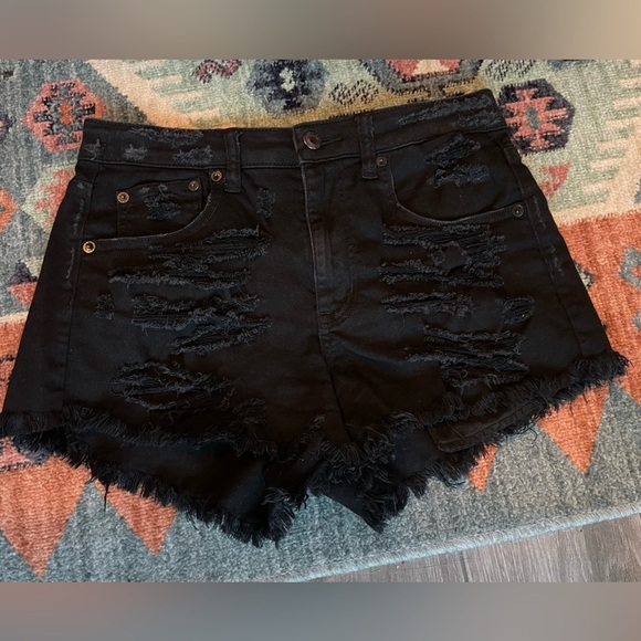AE American Eagle Vintage Hi-Rise Festival Black Shorts, Distressed—Size 4••• - Picture 3 of 12